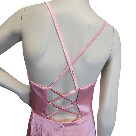 NWT Beautiful Bubblegum Pink Formal Gown Prom Dress Wedding Bridesmaid MOTB - Picture 3 of 11